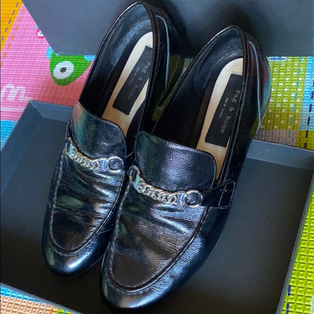 RAG & BONE Cooper  Patent Leather Chain Loafers